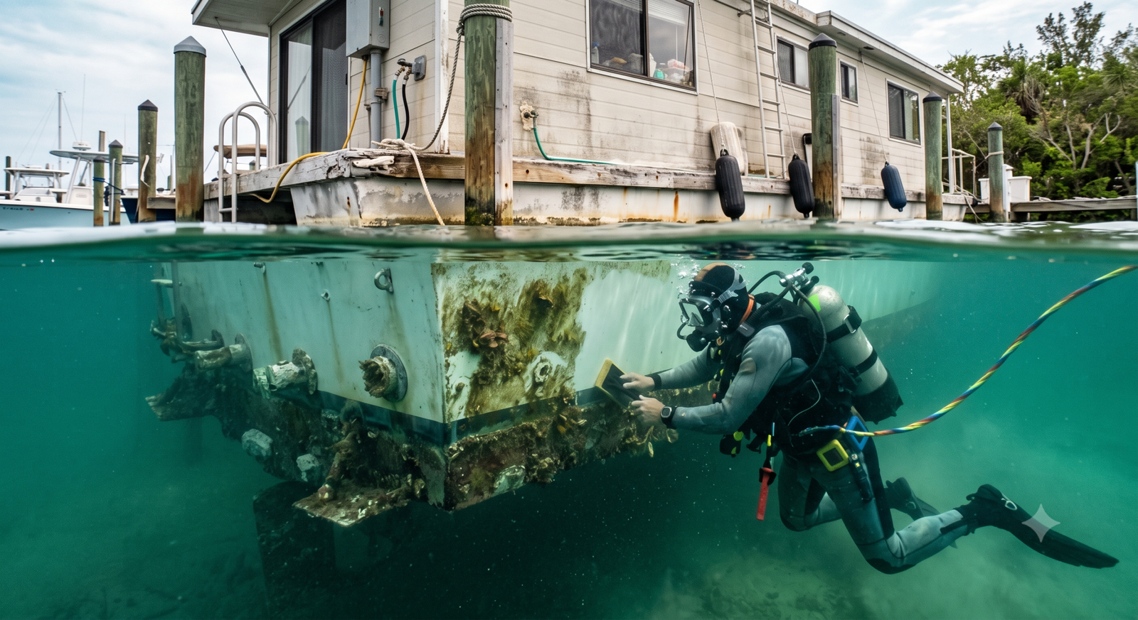 floating home hull cleaning