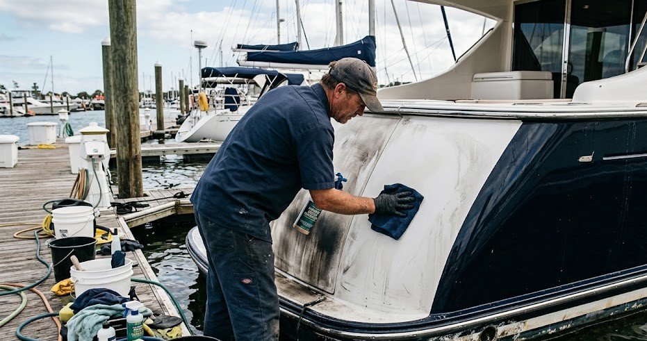 yacht exhaust soot removal