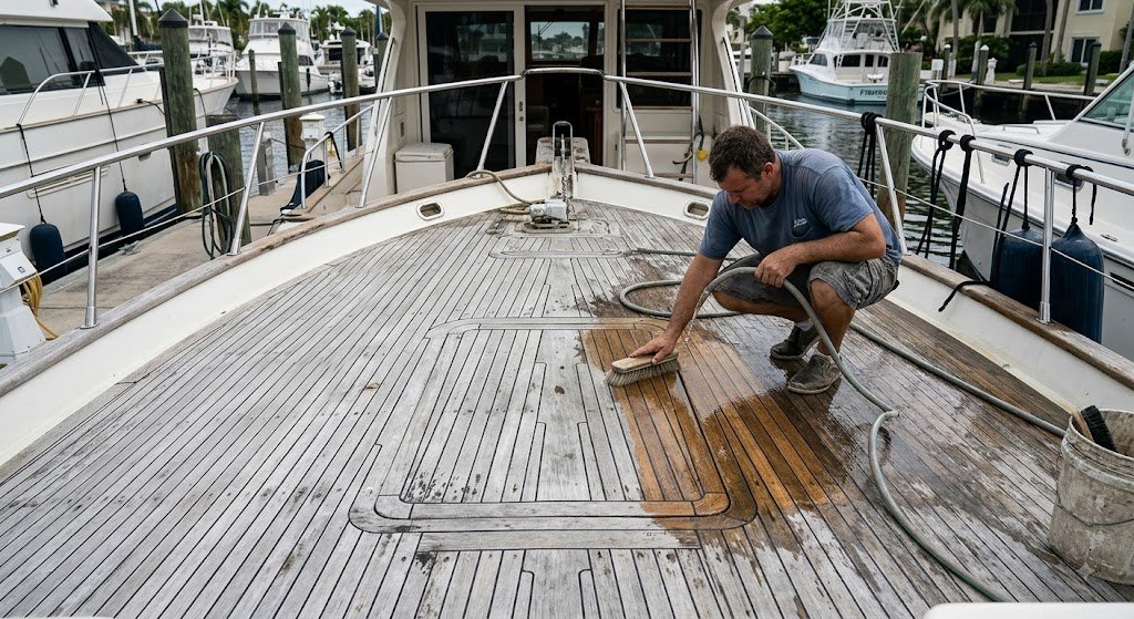 teak deck cleaning