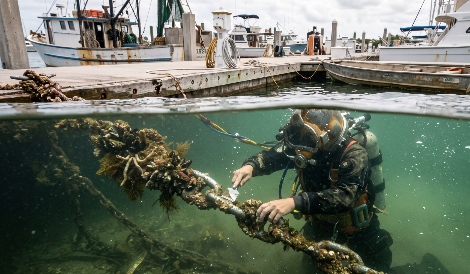 mooring chain marine growth